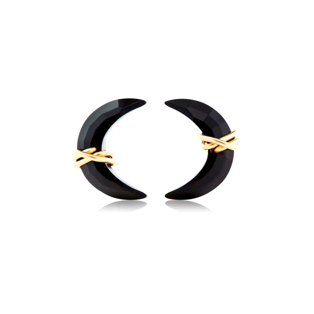 Black Agate Moonbeam Studs
